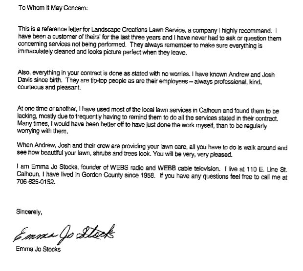Calhoun Landscaping Company Reviews
