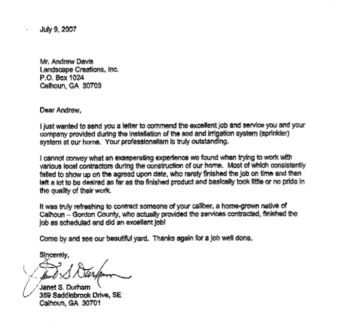 Calhoun Landscaping Company Reviews